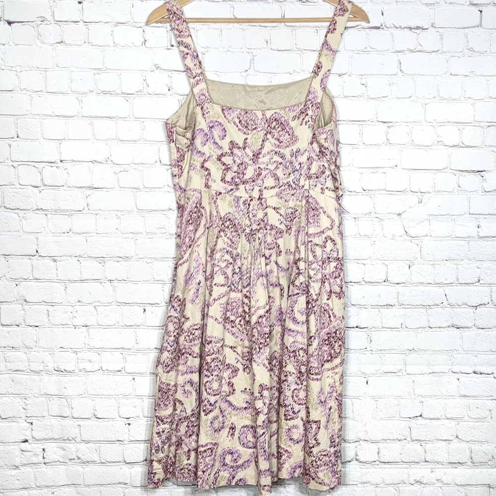 Ann Taylor Women's Sundress Loft Tan Purple Dress Petite 14 - Picture 2 of 8